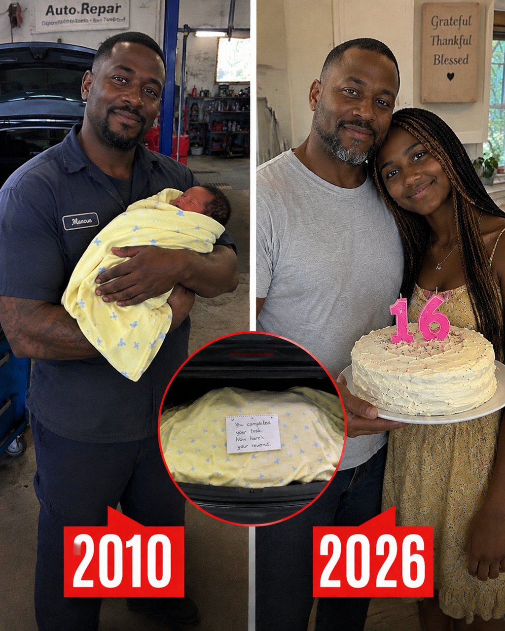 I found a baby in a car trunk at my mechanic shop and raised her as my own — on her 16th birthday, I opened another trunk and went pale at what was hidden under a child's blanket.