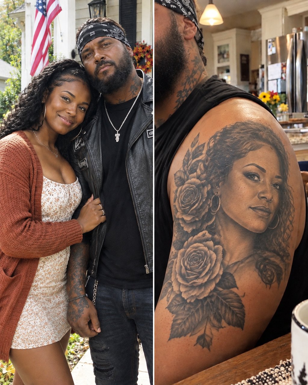 My daughter brought a heavily tattooed biker to our family dinner and introduced him as her fiancé — my husband went pale the moment the man removed his jacket.