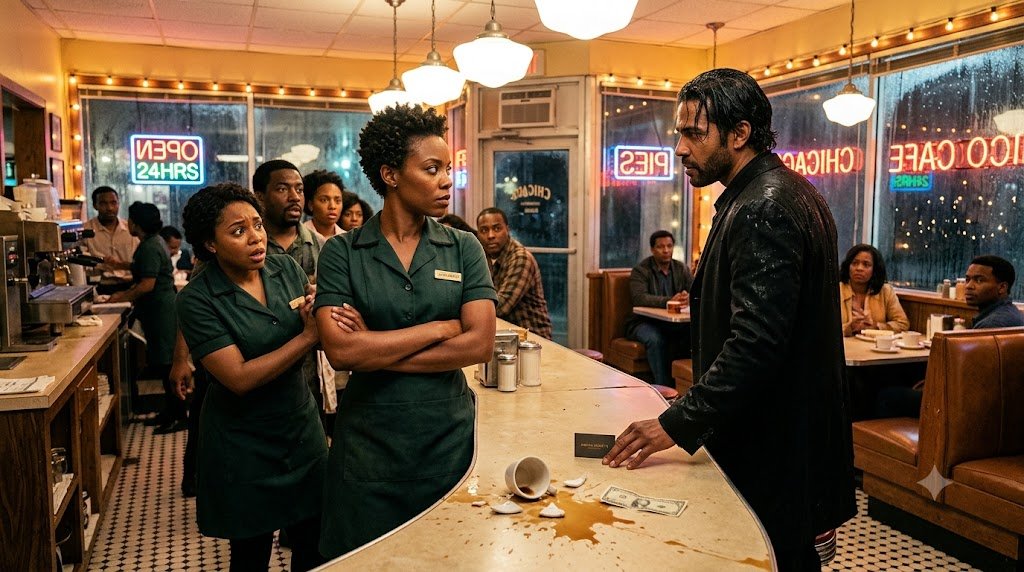 A coffee cup missed my head by less than three inches before exploding against the diner wall.