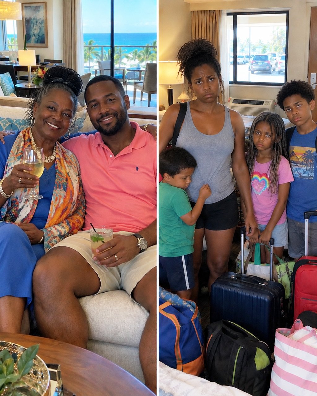 My MIL took the ocean-view suite with my husband on our anniversary trip and stuck me in a cramped room with the kids — but that evening, she burst into my room screaming, "You had no right!"
