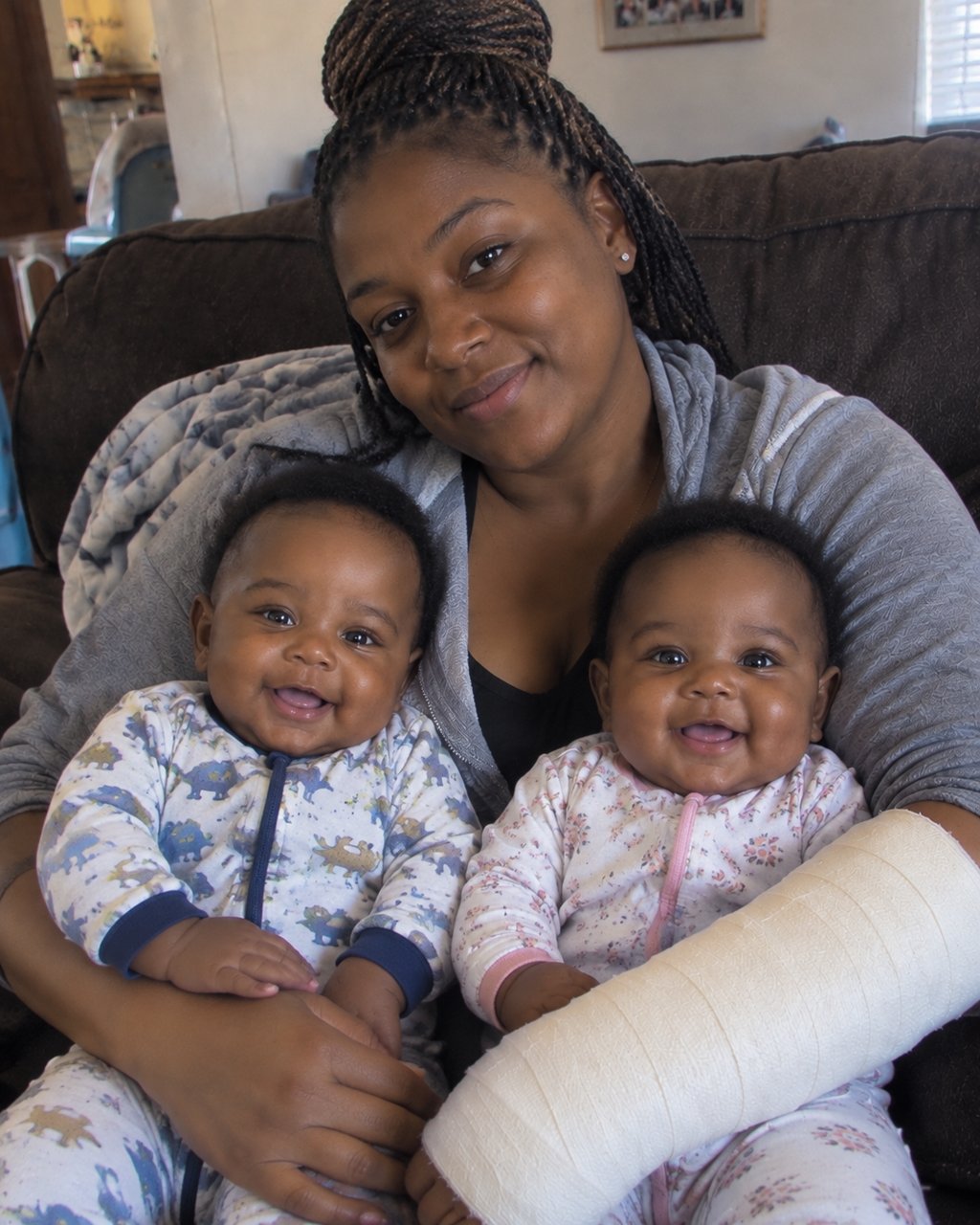 I broke my arm and asked my husband to help me with our 5-month-old twins, but he refused, saying, "Moms don't get sick days.