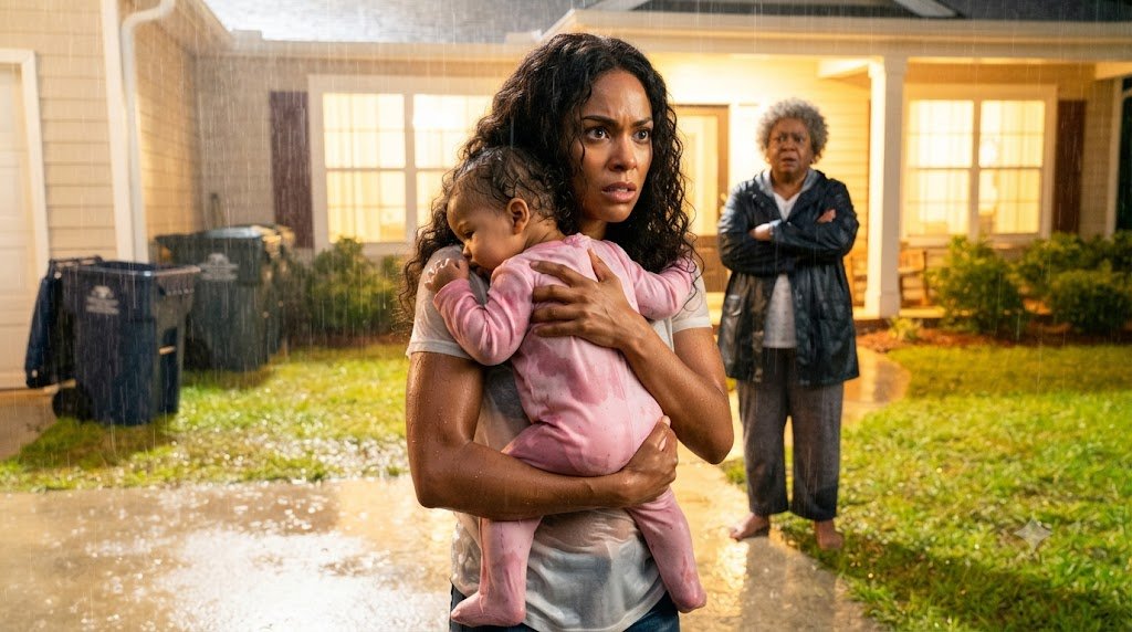 A grandmother carried her 22-month-old granddaughter out into the pouring rain — and placed her inside a trash bin.