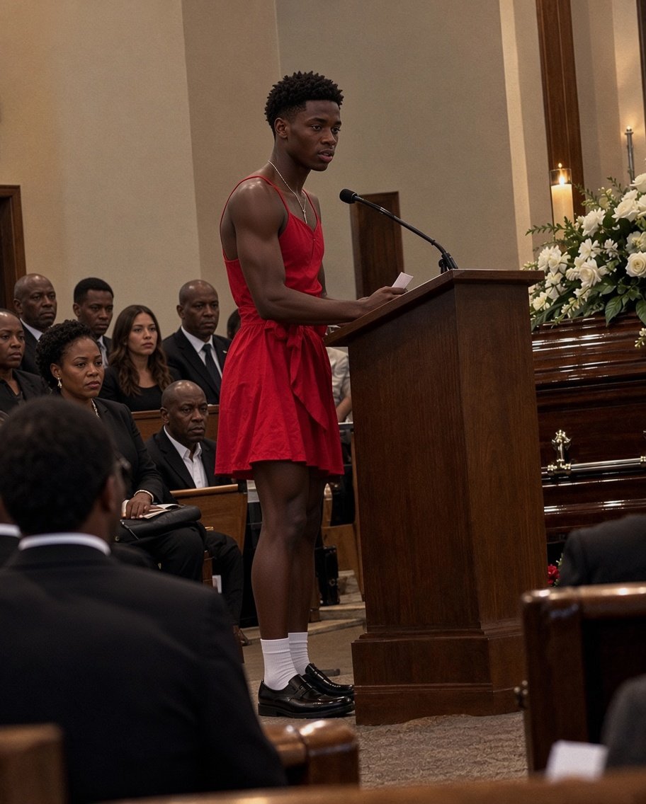 My late son's best friend turned up at his funeral in a dress — my husband was already on his feet to walk him out, but then the boy stepped up to the microphone and told us something about our own son we never knew.