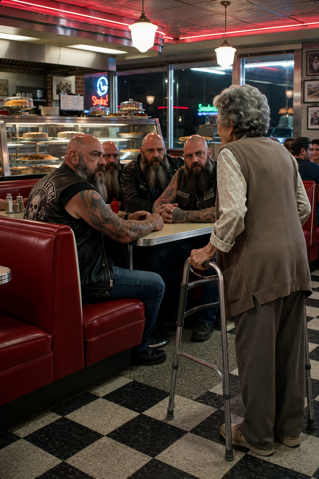 THE OLD WOMAN ASKED FOUR BIKERS TO PRETEND TO BE HER SONS—THEN THEY DISCOVERED WHO WAS STEALING HER HOME