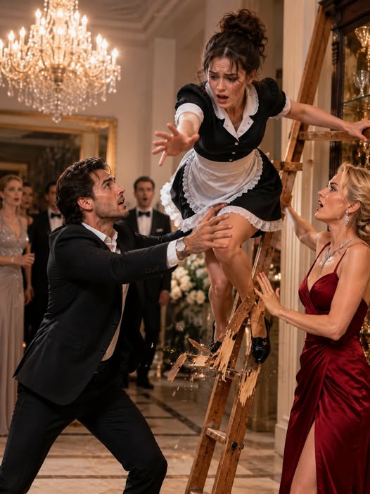 His Fiancée Put the Poor Maid on a Broken Ladder—Then the Mafia Boss Saw Everything**