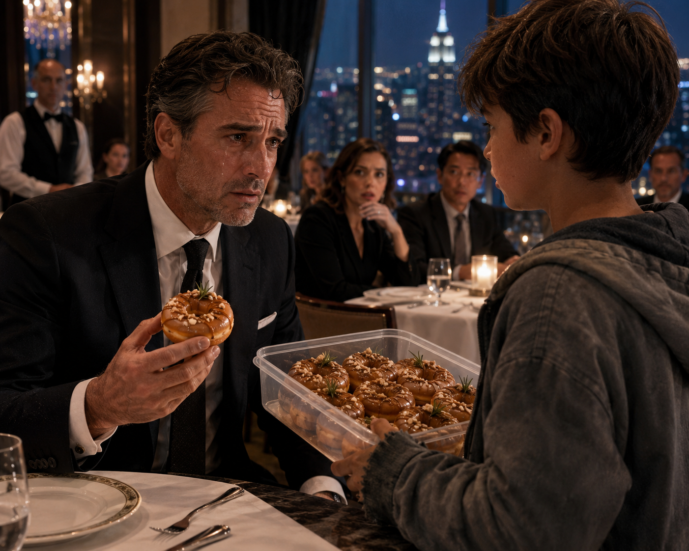 THE BILLIONAIRE TOOK ONE BITE OF A POOR BOY’S DONUT—THEN DISCOVERED THE FAMILY STOLEN FROM HIM 32 YEARS AGO