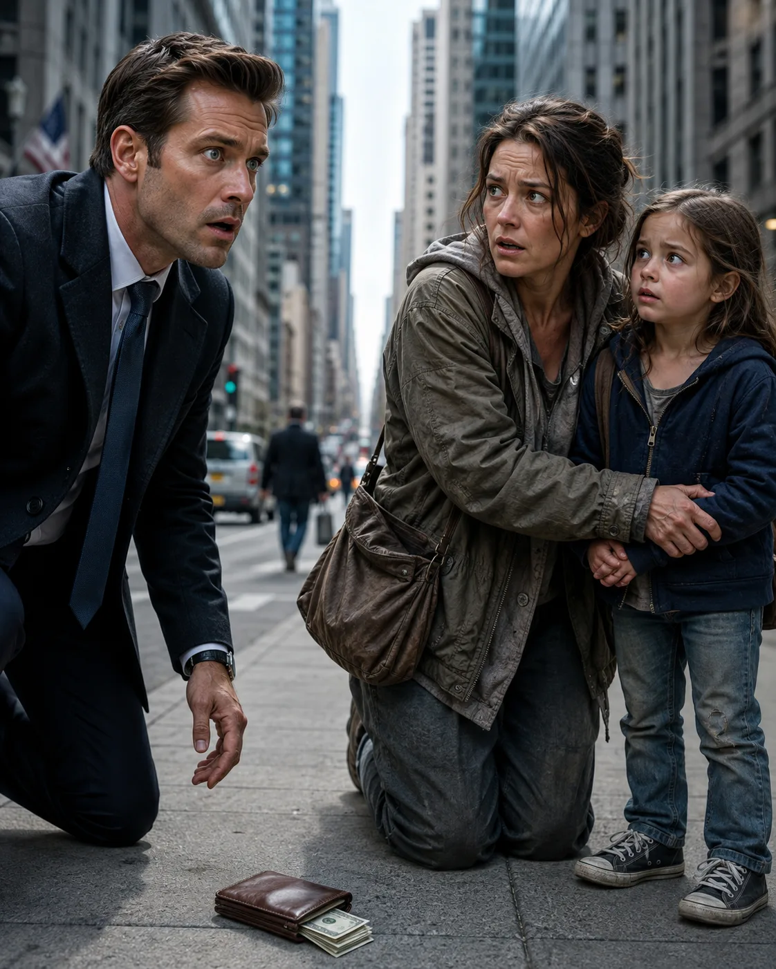 A Homeless Mother Chased a Billionaire Three Blocks to Return His Wallet—But When He Saw Her Little Girl, He Whispered the Name of the Sister He Had Lost Seventeen Years Ago
