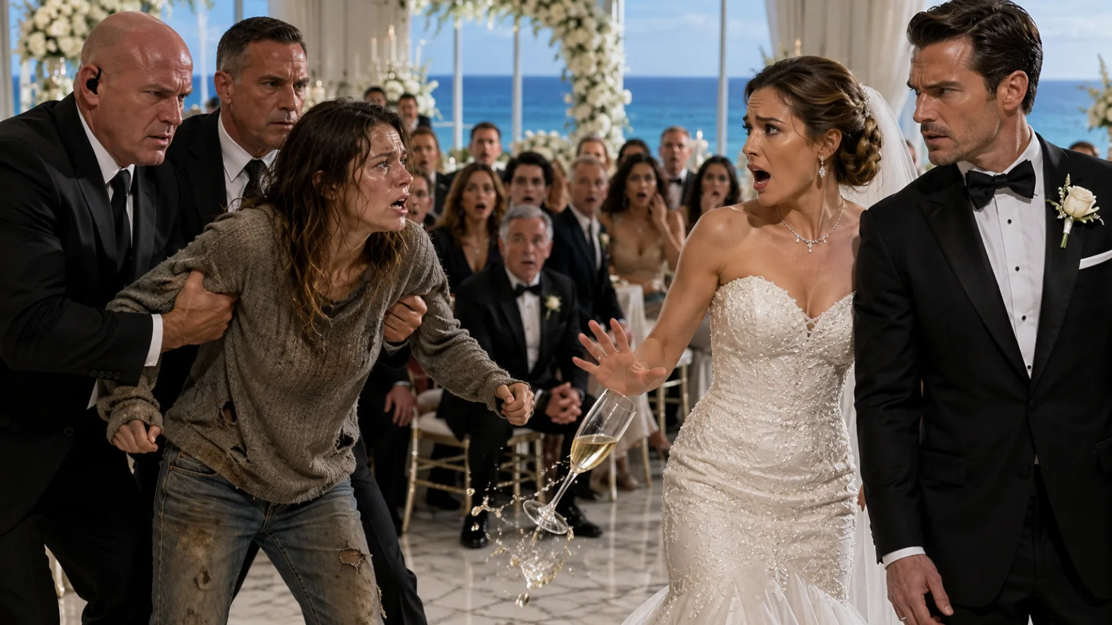 The Homeless Woman Crashed a Billionaire’s Wedding—Then the Bride Dropped Her Glass