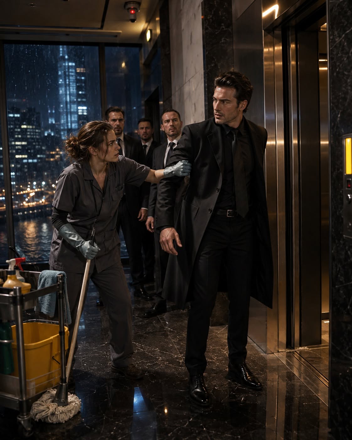 THE JANITOR WHO STOPPED THE MAFIA BOSS FROM ENTERING THE ELEVATOR — THEN HE LEARNED WHY SHE KNEW