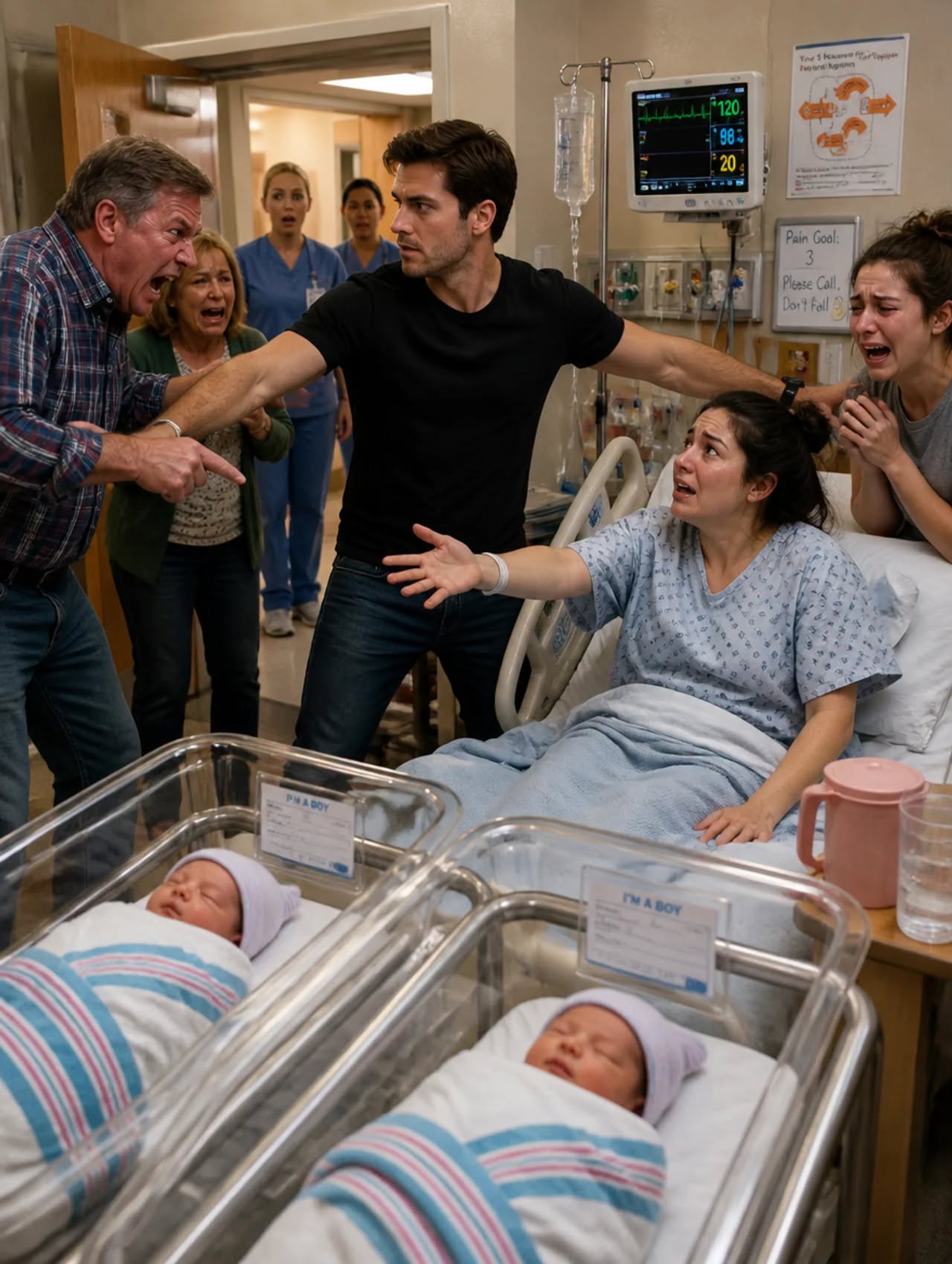 My Father Demanded One of My Newborn Twins for My Sister—Then the Hospital Door Opened