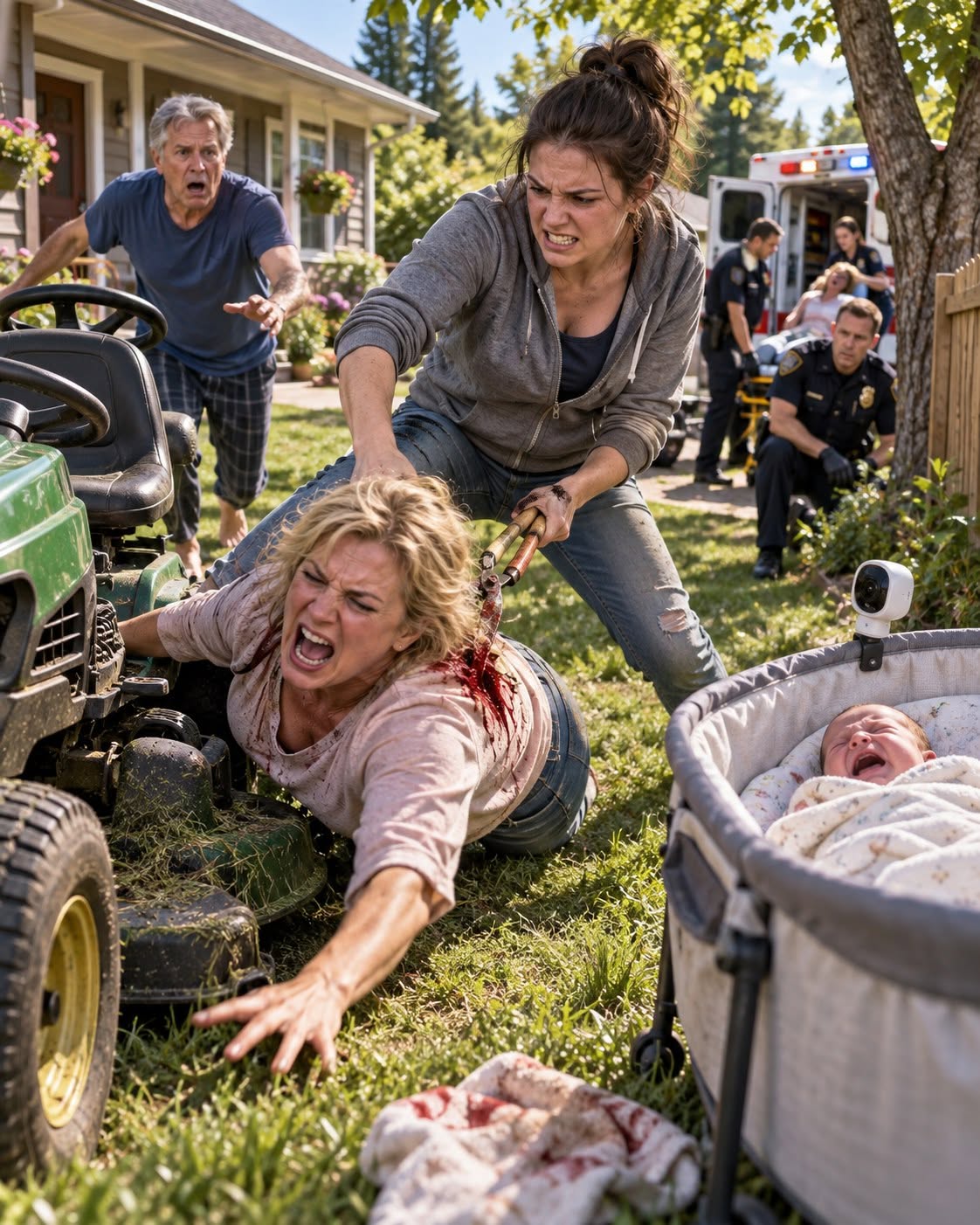 THE BABY MONITOR HEARD EVERYTHING — My Stepmother Drove a Mower Toward My Newborn, but She Never Saw the Camera