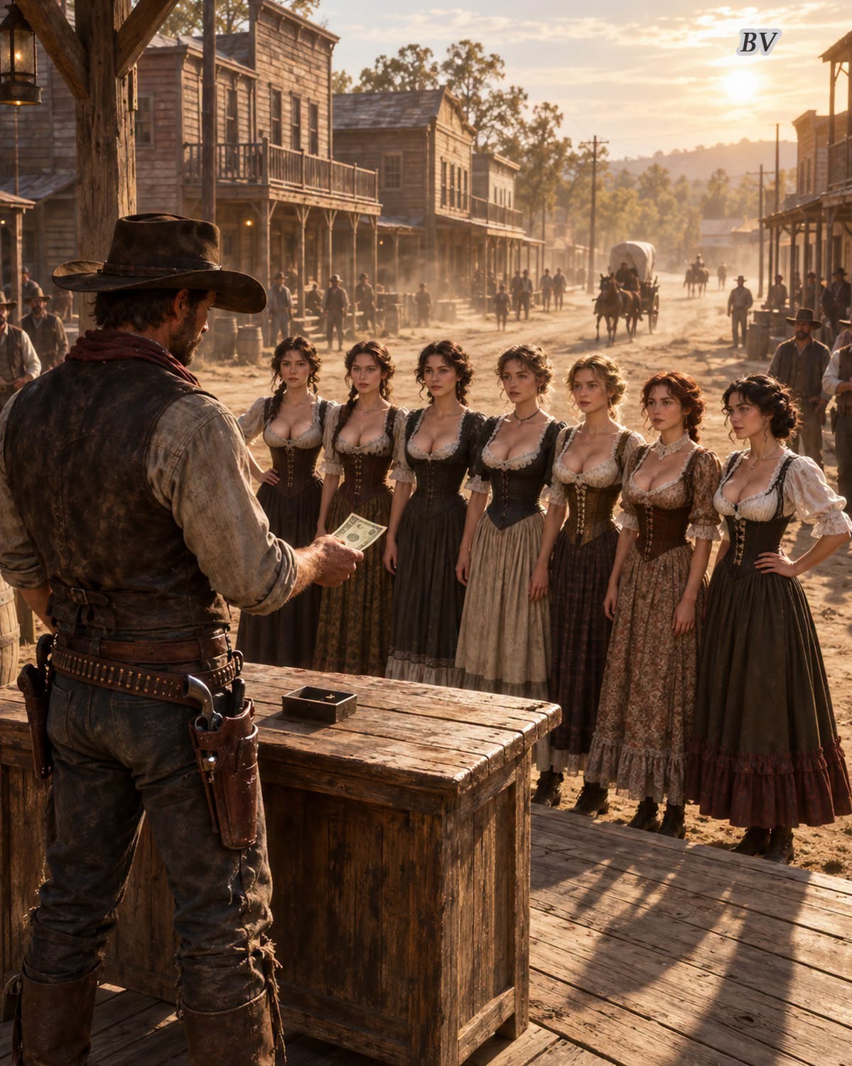 HE PAID $7 FOR SEVEN GIRLS AT A FRONTIER AUCTION—THEN THE MAN THEY FEARED CAME TO HIS DOOR