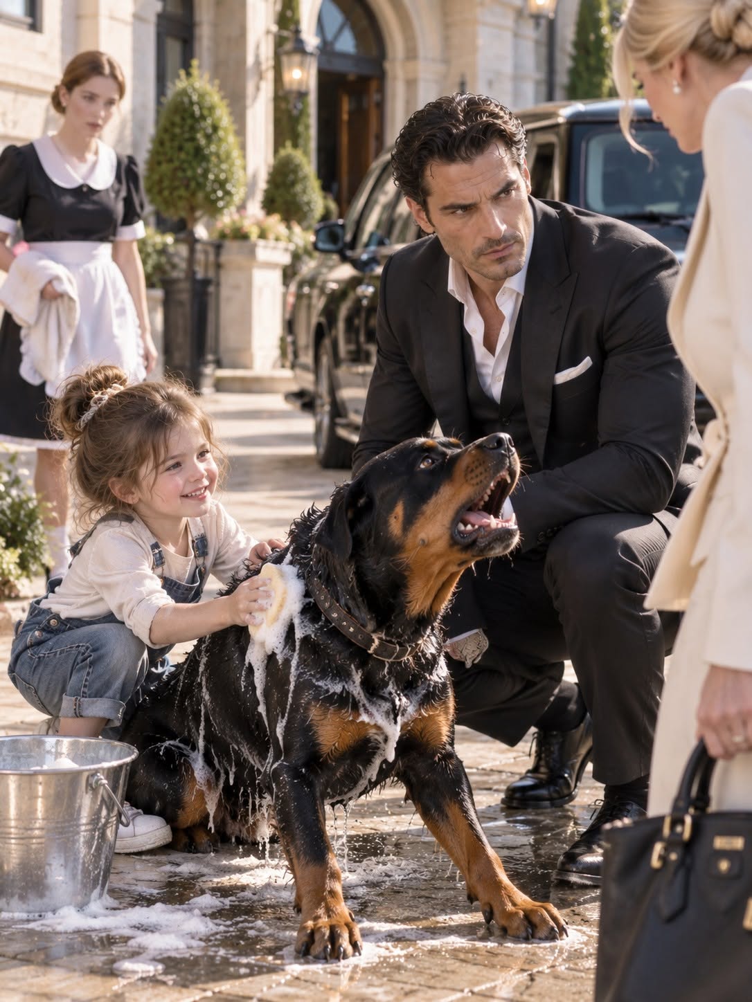 The Mafia Boss Found His Maid’s Toddler Washing His Dog—Then Rex Barked at the One Man He Trusted Most