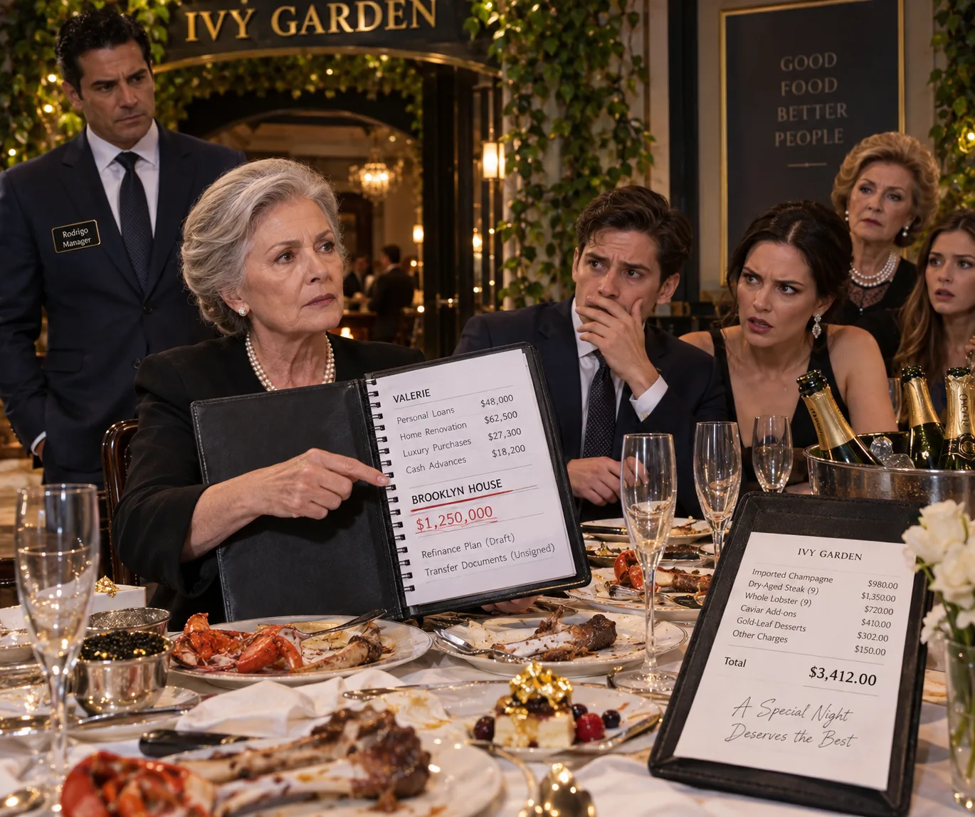 My Daughter-in-Law Invited Nine Guests to a $3,400 Feast, Tricked Me Into Arriving Late, and Demanded Payment—Until My Partnership and Black Notebook Exposed Her Plan to Steal My Home