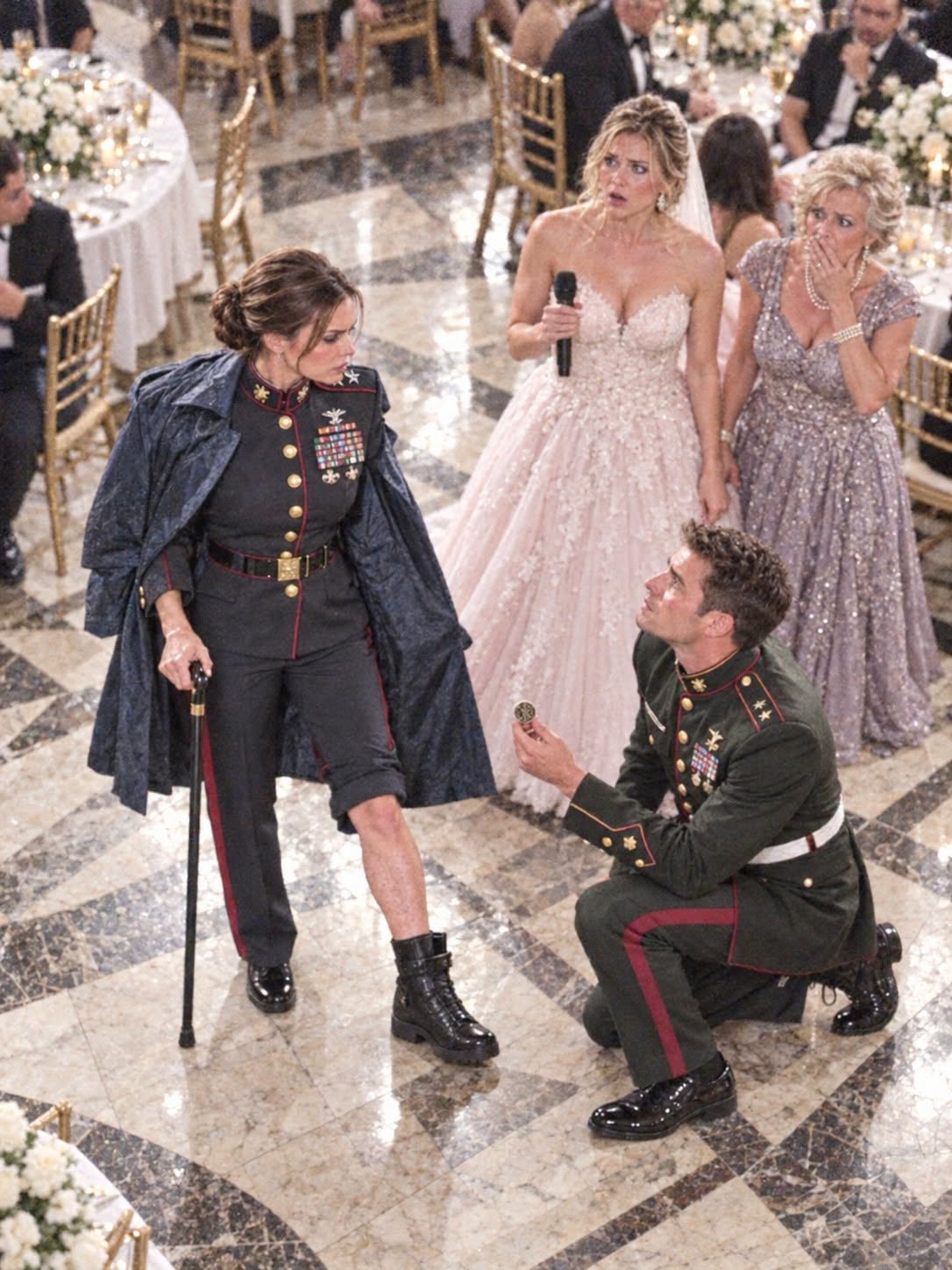 THEY CALLED ME A LOW-LEVEL SECURITY GUARD AT MY SISTER’S WEDDING — THEN THE GROOM SAW THE TWO STARS ON MY SHOULDERS AND DROPPED TO ONE KNEE