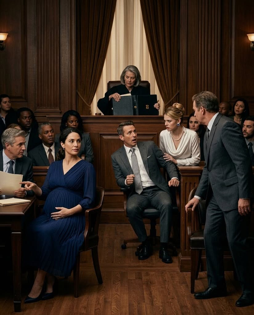 MY BILLIONAIRE HUSBAND MOCKED MY EIGHT-MONTH-PREGNANT BODY IN DIVORCE COURT AND SAID, “YOU’LL LEAVE WITH NOTHING”—THEN I SAW HIS MISTRESS WEARING MY GRANDMOTHER’S SAPPHIRE EARRINGS