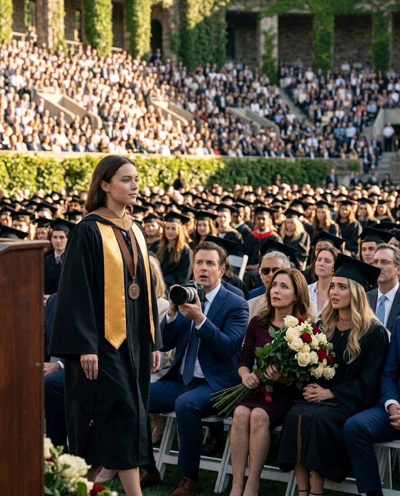 AT MY TWIN SISTER’S GRADUATION, MY FATHER HELD UP HIS CAMERA FOR THE DAUGHTER HE PAID EVERYTHING FOR—THEN THE DEAN CALLED MY NAME AS VALEDICTORIAN AND WHITFIELD SCHOLAR