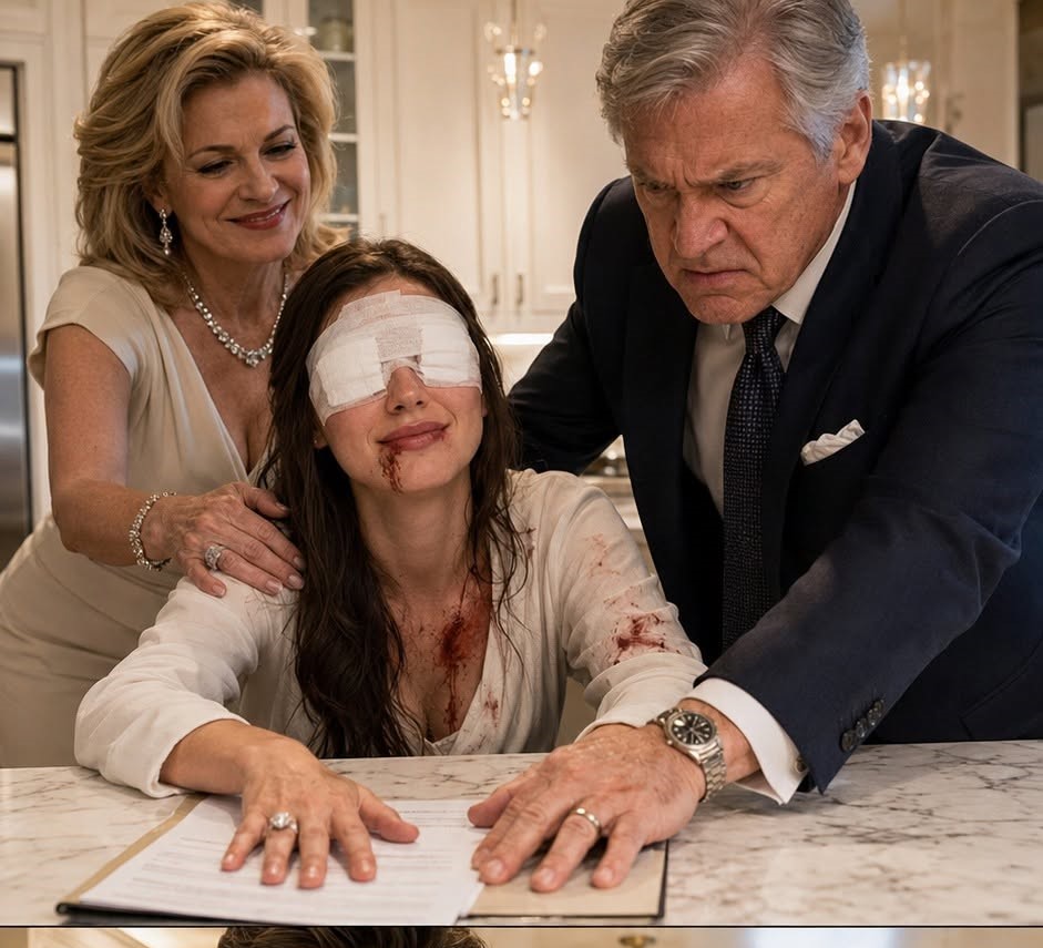 BLIND AND BLEEDING, I WAS FORCED TO SIGN AN ANNULMENT—THEN MY HUSBAND WHISPERED, “PRESS IT,” AND THEIR ENTIRE EMPIRE STARTED TO FALL