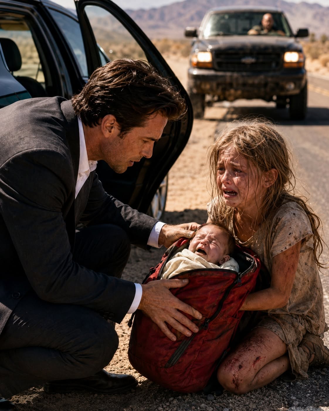 I PULLED OVER TO HELP A LITTLE GIRL WALKING ALONE ON AN ARIZONA HIGHWAY—THEN SHE SAID, “PLEASE DON’T TAKE ME HOME”