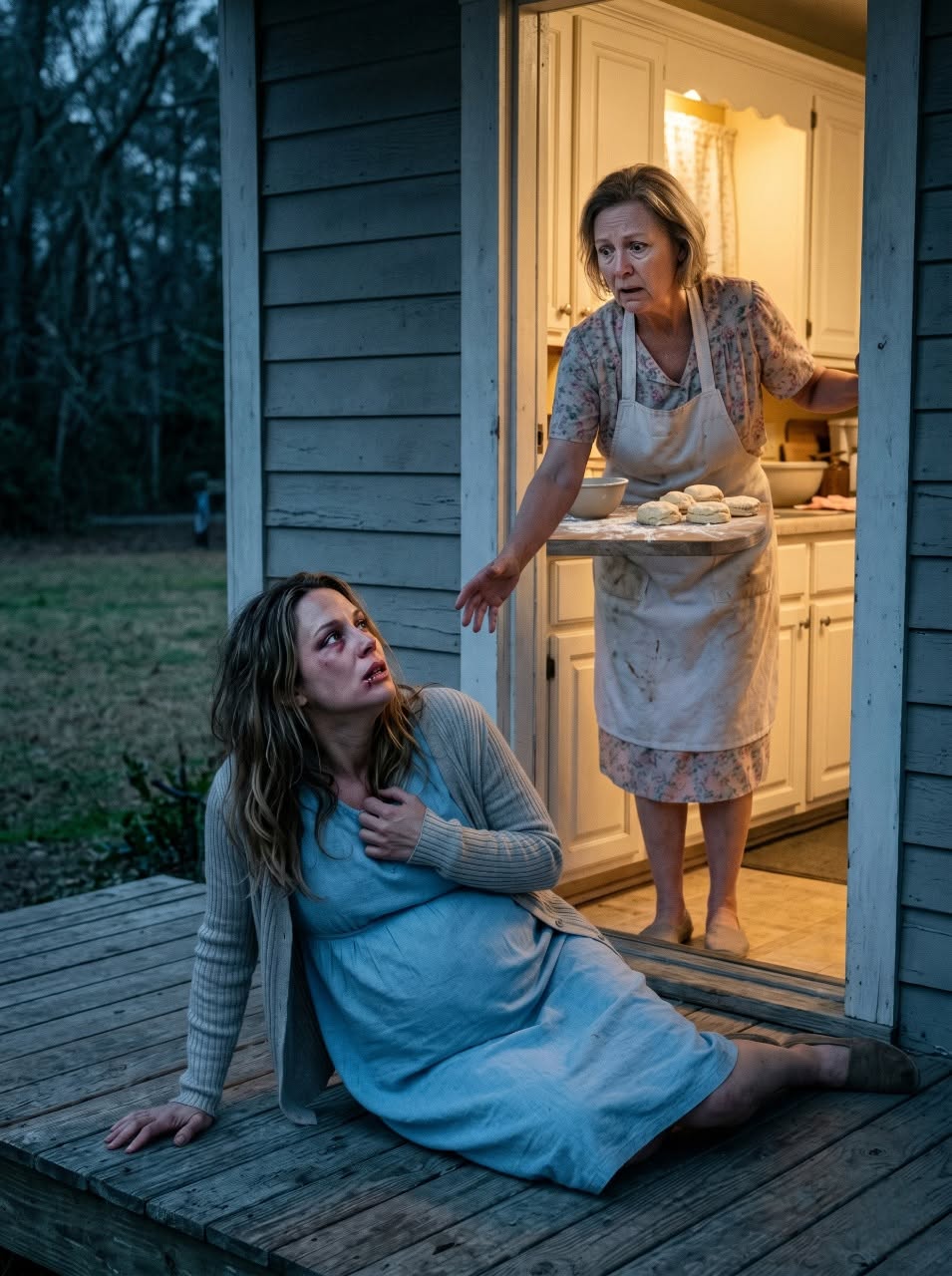 MY DAUGHTER-IN-LAW CRAWLED ONTO MY PORCH AT DAWN—THEN SHE WHISPERED WHAT MY OWN DAUGHTER HAD DONE TO HER