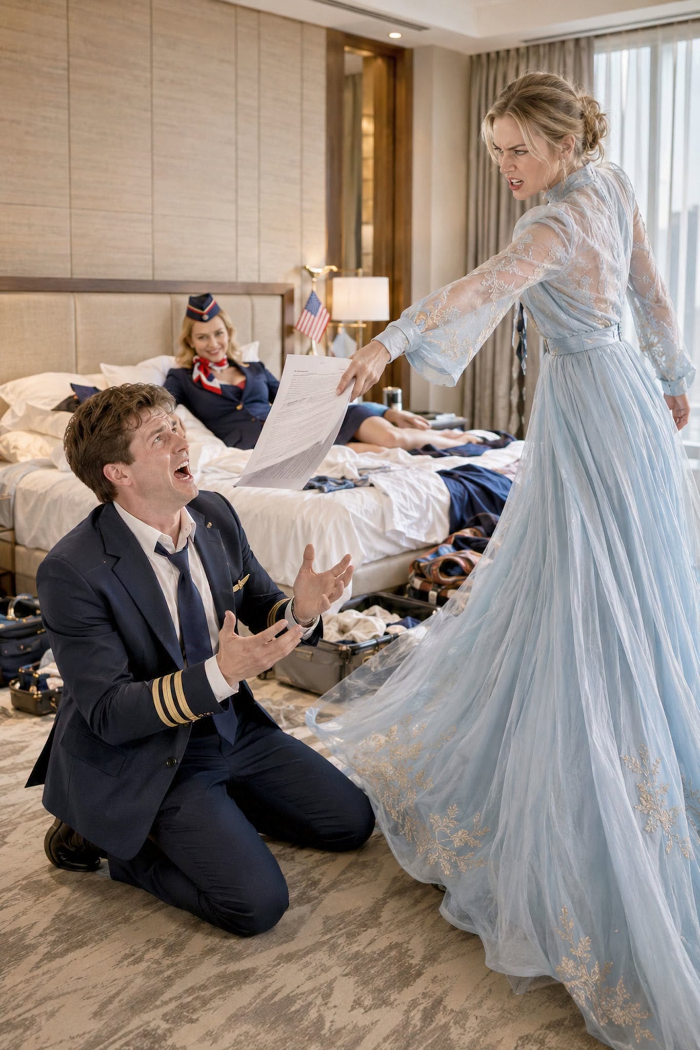 I CAUGHT MY PILOT HUSBAND WITH HIS FLIGHT ATTENDANT IN A NEW YORK HOTEL—THEN I THREW THE DIVORCE PAPERS AT HIM