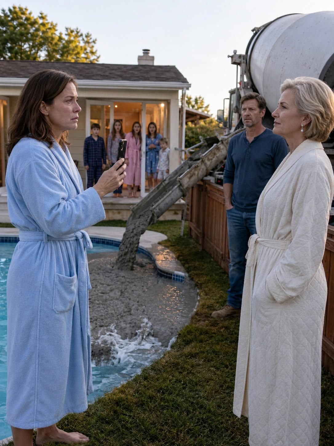 SHE POURED CONCRETE INTO MY CHILDREN’S POOL AND SAID, “YOUR DEAD HUSBAND CAN’T SAVE IT NOW.”