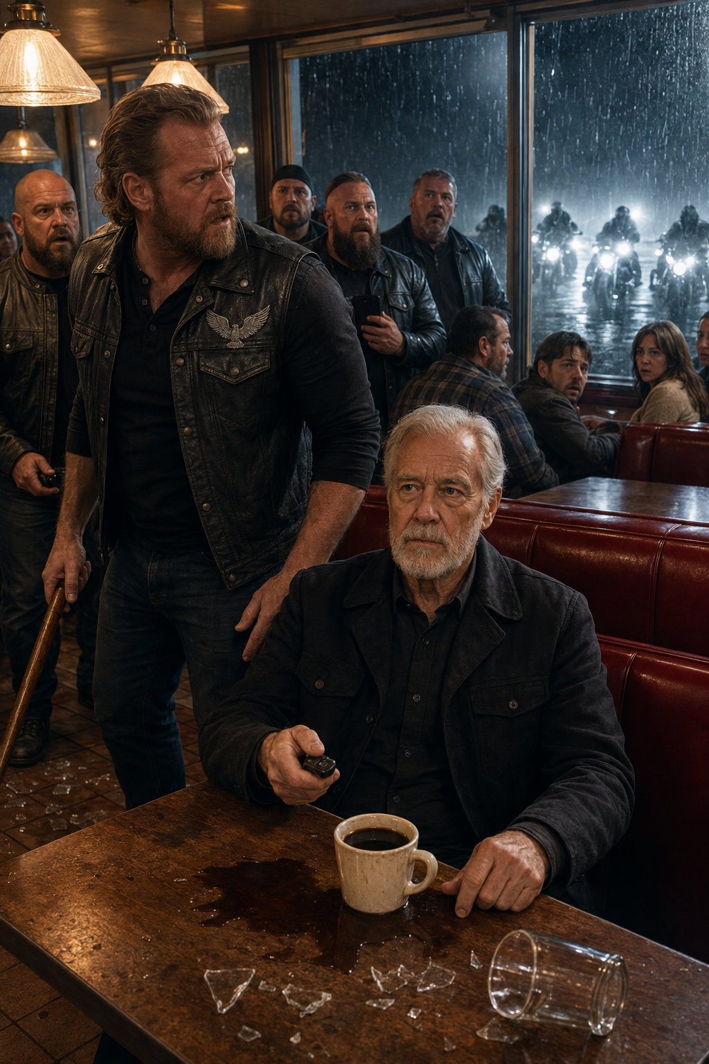 THEY STOLE AN OLD MAN’S CANE AND LAUGHED IN HIS FACE—THEN ONE PHONE CALL MADE EVERY BIKER IN THE DINER GO SILENT