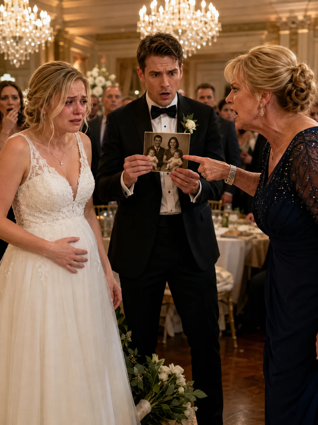 MY MOTHER CRASHED MY WEDDING WITH AN OLD FAMILY PHOTO—THEN SHE REVEALED MY GROOM WAS MY BROTHER… AND I WAS PREGNANT.