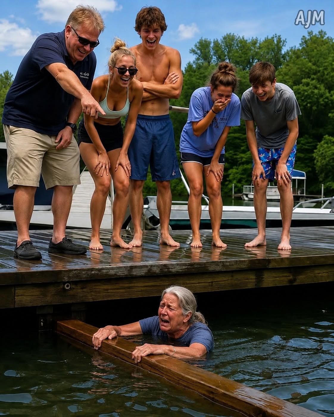 My grandson shoved me off a private pier into a freezing lake even though everyone in the family knew I could not swim, and while I screamed for help, my daughter-in-law filmed me and my own son stood there smiling because he thought I was “just looking for attention.” When I finally dragged myself back onto the dock, soaked and shaking, they laughed and told me I was fine. I looked at the three of them and said, “Now it’s my turn.” They thought I meant revenge. What I actually meant was that for the first time in twenty years, I was going to stop protecting the family secret that kept Daniel rich, Rachel comfortable, and Ethan convinced he could humiliate anyone without consequences.