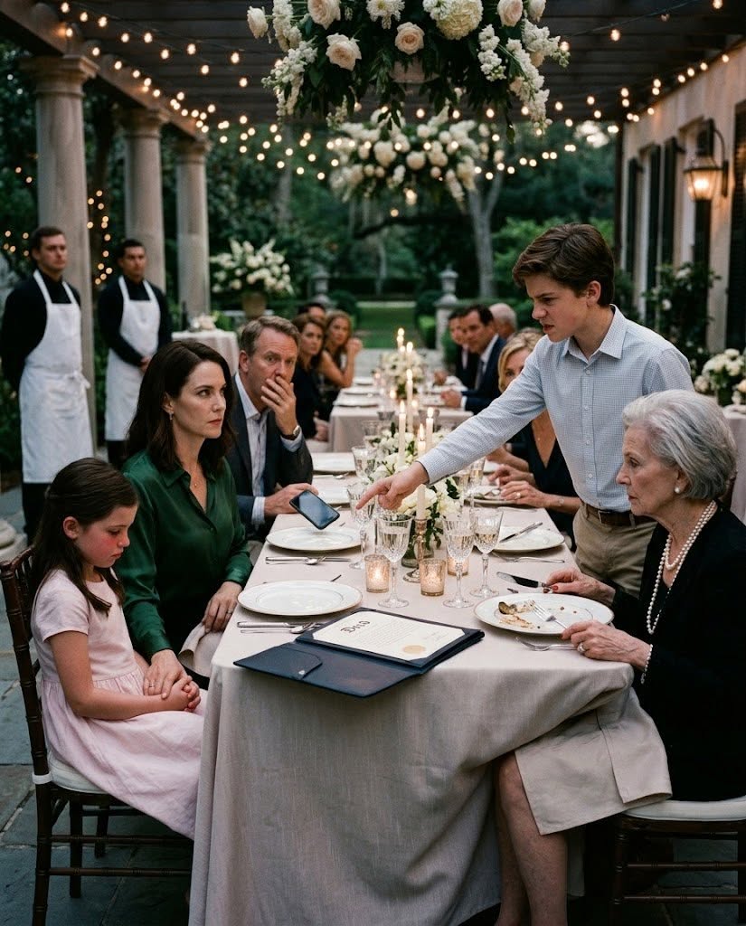 My eight-year-old adopted daughter was sitting quietly at a family garden dinner when a fourteen-year-old boy threw a bowl of food straight into her face and demanded to know who had let her sit with “real family.” I ran to Camila, but before I could even confront him, the family matriarch stepped between us and said, “He only said what we all think.” I thought I was about to fight a cruel old woman over one unforgivable dinner. Then Margaret’s attorney arrived with a sealed envelope showing that Camila’s adoption had triggered a clause in the Charleston estate trust worth more than thirty million dollars—and suddenly I understood why the entire family had spent months trying to make my daughter feel like she did not belong.