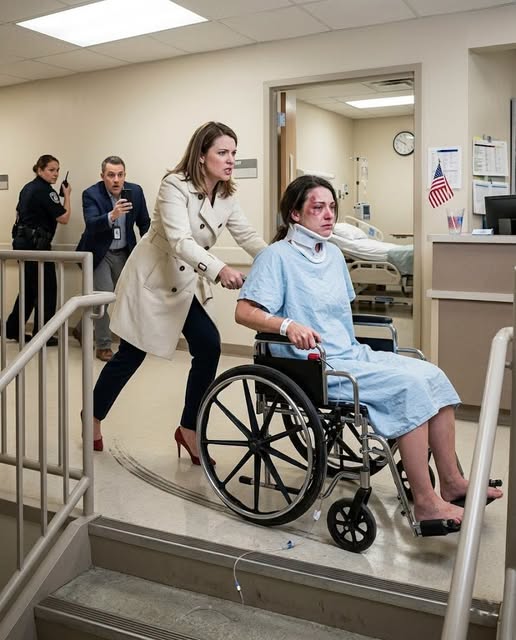 MY HUSBAND’S MISTRESS PUSHED MY WHEELCHAIR DOWN A HOSPITAL STAIRCASE — THEN SHE HEARD HIM CALL ME “HONEY” AND REALIZED HE HAD LIED TO BOTH OF US