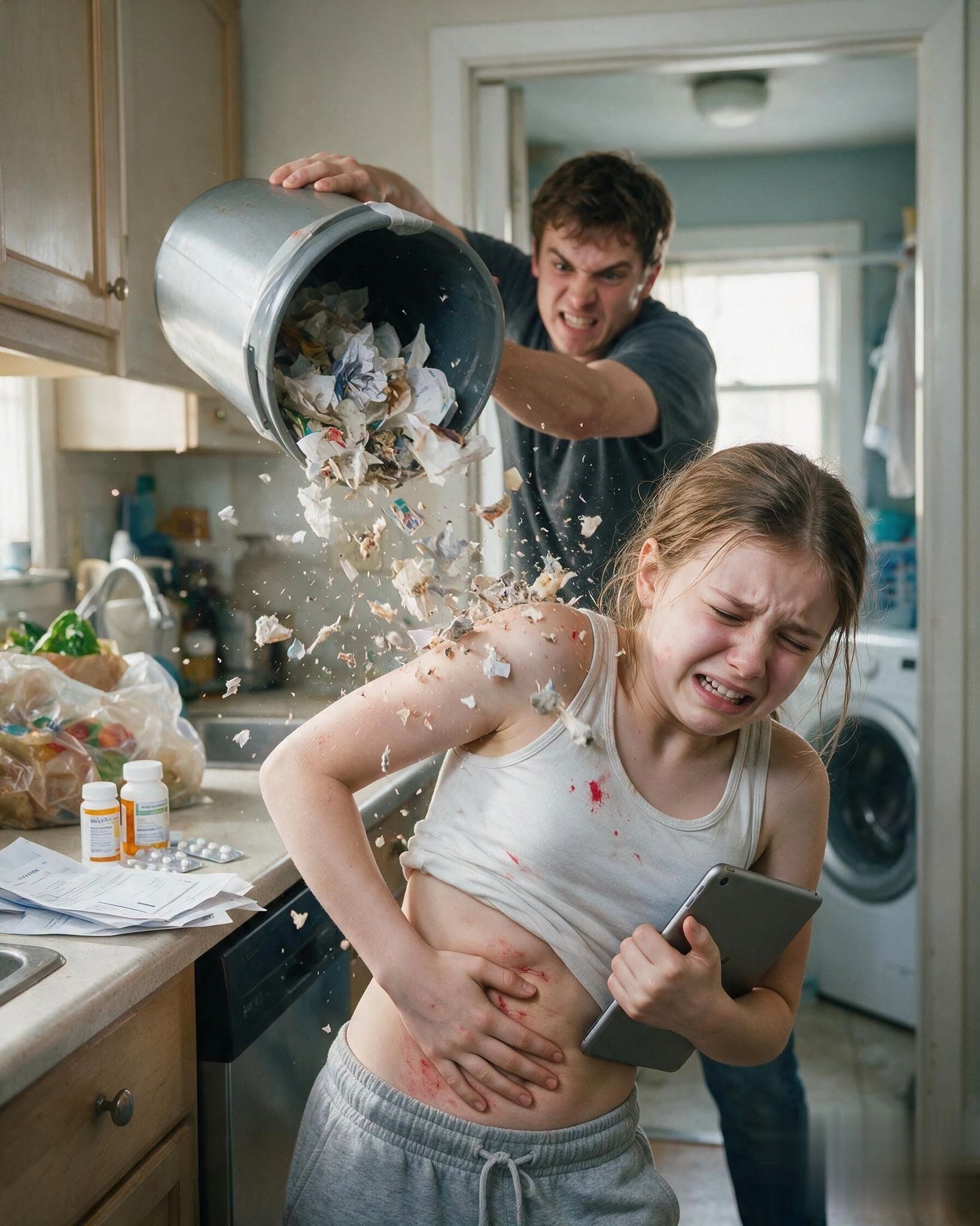MY FIFTEEN-YEAR-OLD SON DUMPED A TRASH BIN OVER HIS TEN-YEAR-OLD SISTER AFTER HER SURGERY — THEN HER TEACHER HEARD THE ENTIRE THING THROUGH THE SCHOOL TABLET