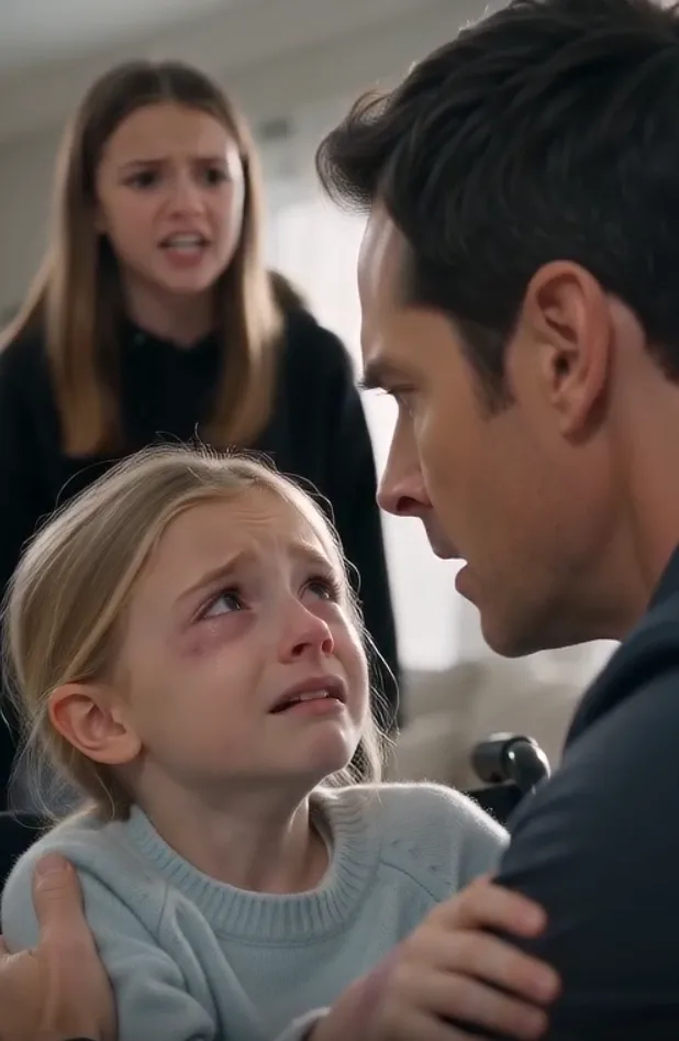 My sixteen-year-old daughter was screaming that a ten-year-old girl in a wheelchair was a filthy liar when I walked into the living room and found her smashing a wooden cane against the chair inches from the child’s bruised arms. I stopped Madison, steadied the terrified girl, and demanded to know what had happened. Then my daughter pointed at me and shouted, “She says you’re her dad!” I was ready to call it impossible—until I looked at the child’s eyes, the shape of her face, and the tiny dimple beside her mouth, and realized she looked so much like Madison that for one awful second I was staring at two versions of the same little girl.