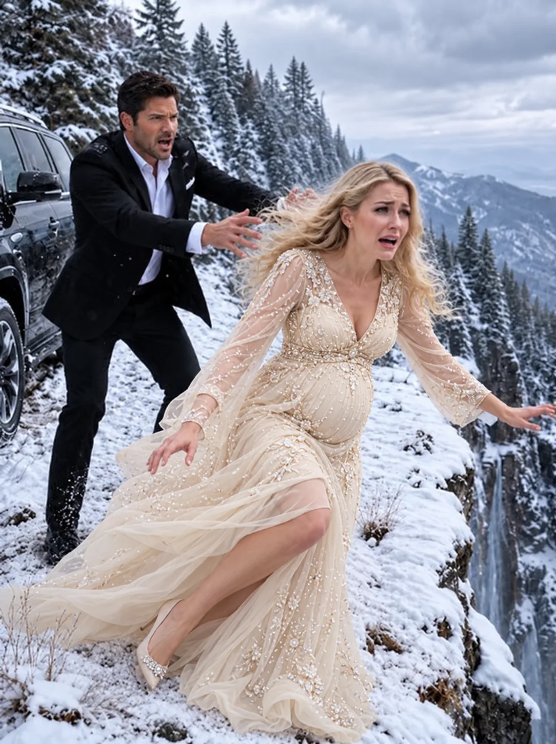 My Husband Pushed Me Off an Icy Cliff for $50 Million—Then I Walked Into My Own Funeral