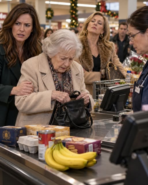 The Cashier Froze When She Saw My 83-Year-Old Mother—Then the Grocery Empire’s Founder Dropped to His Knees
