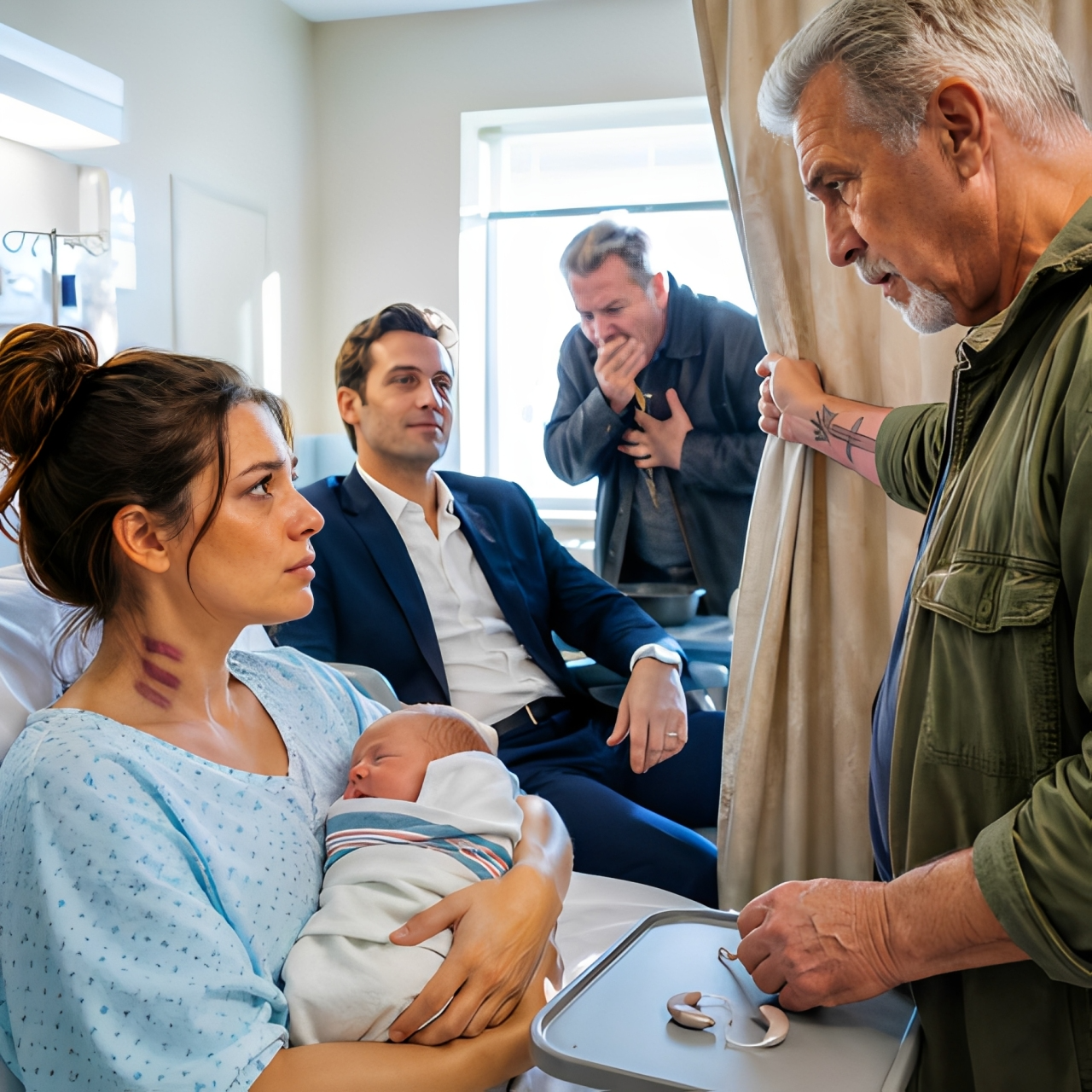 I was holding my newborn when my uncle walked into the hospital room and saw the dark handprints on my neck.