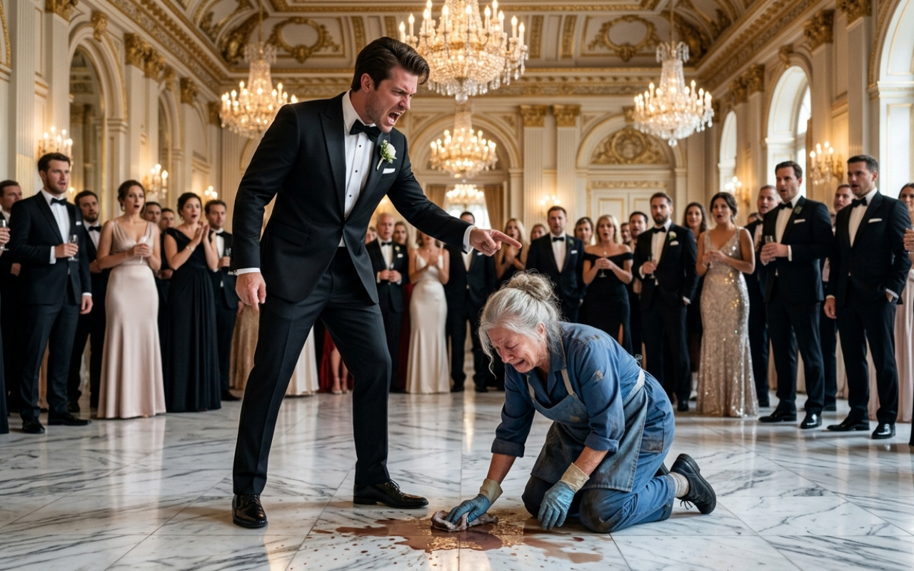 THE MOST EXPENSIVE THING AT THIS BILLIONAIRE WEDDING WASN'T THE CHANDELIER—IT WAS THE SECRET AROUND THE CLEANER’S NECK. 🤫