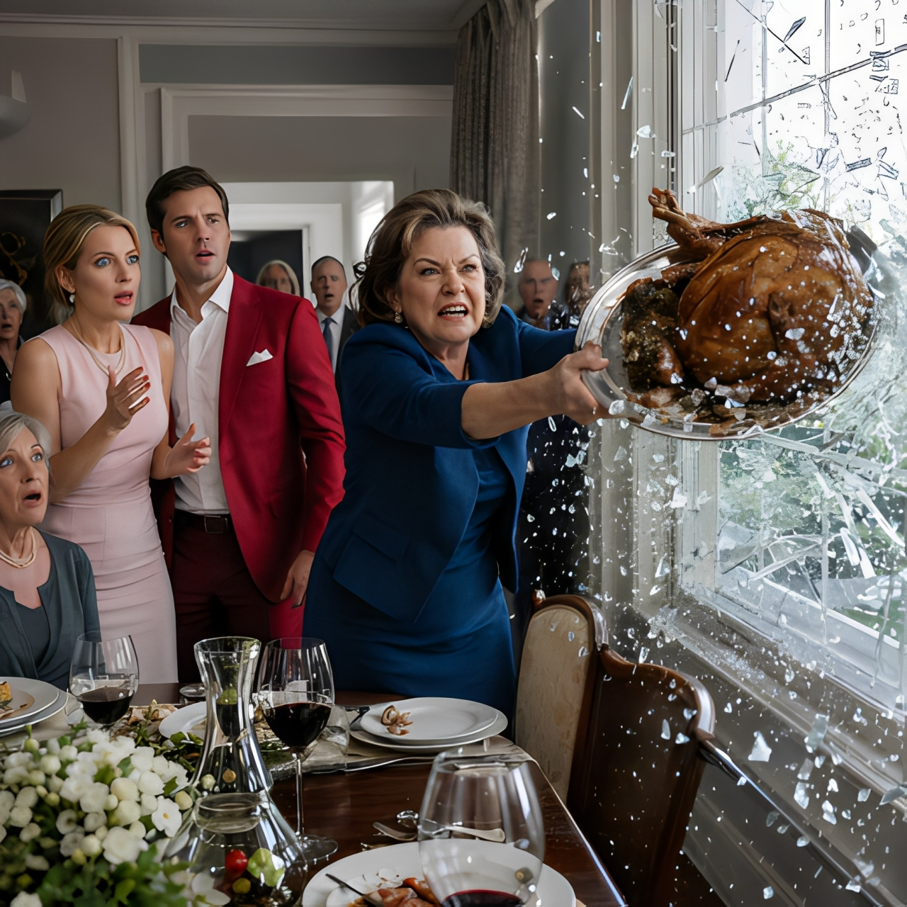 The turkey hit the window before my daughter-in-law finished smiling.