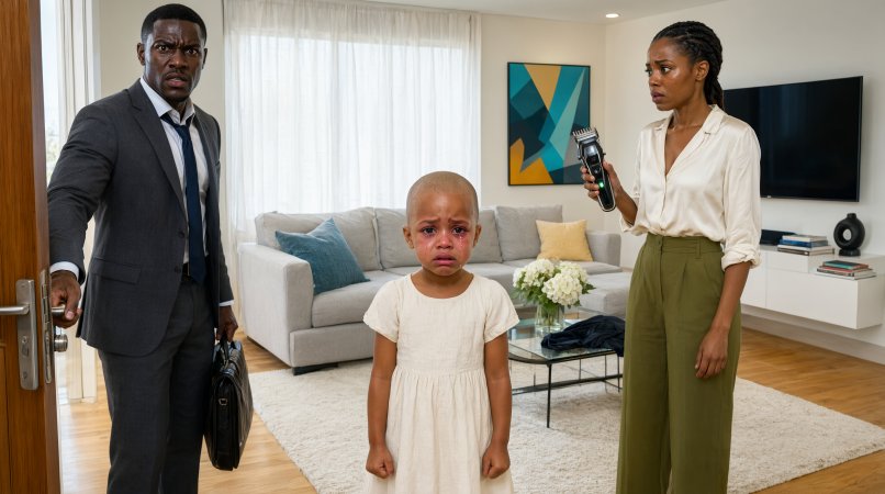 I returned home unexpectedly and found four-year-old Kerensa sobbing with one side of her hair shaved away.