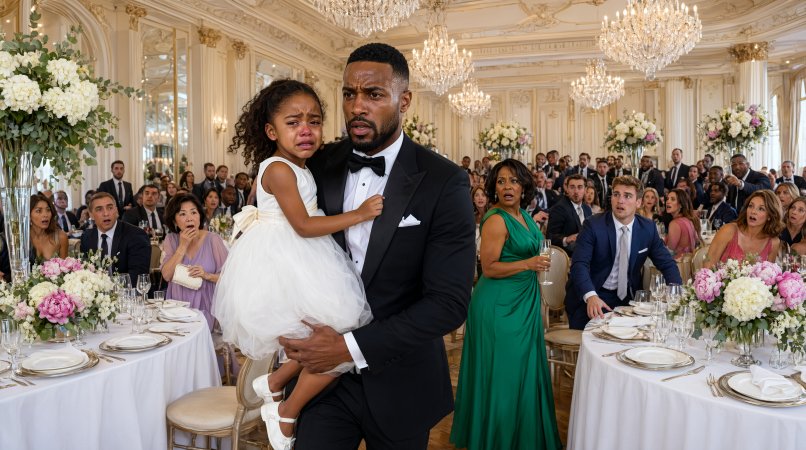I walked into my own wedding reception with my seven-year-old daughter in my arms.