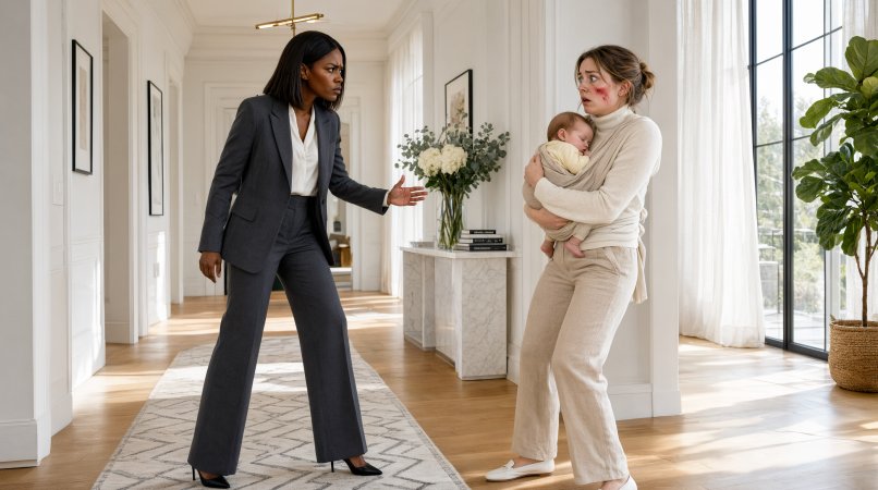 Woman: Don't you dare hold him!