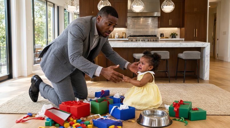 A BILLIONAIRE CAME HOME EARLY—AND FOUND HIS 6-YEAR-OLD DAUGHTER EATING FROM THE DOG'S BOWL.