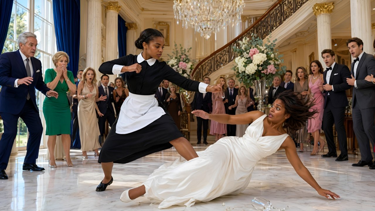 The first champagne glass had not yet reached the marble floor when Claire Bennett caught it.