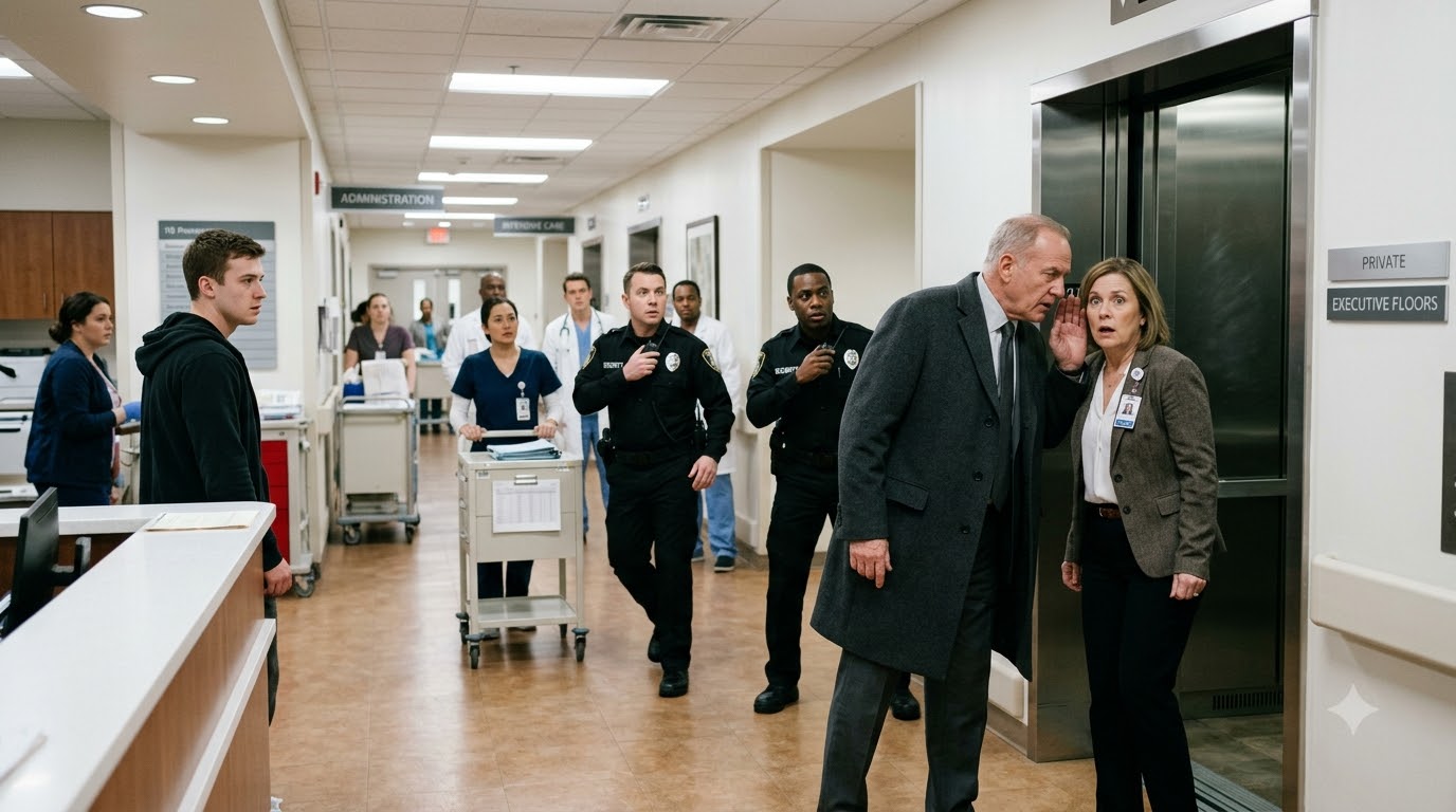 As security flooded the hallway, Preston watched his uncle step out of the private elevator and whisper three words that made the entire hospital staff freeze.