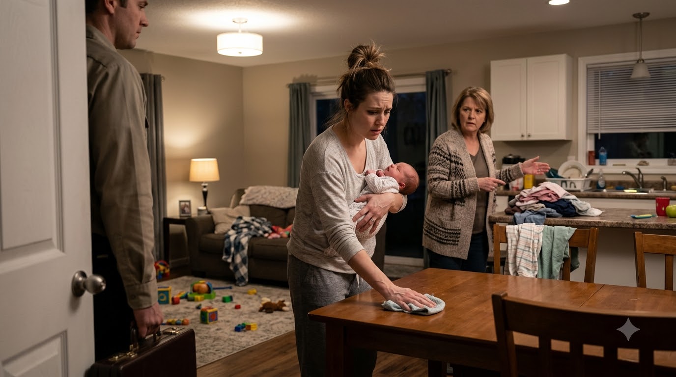 I Came Home From Work And Found My Mother Making My Wife Clean The House While Holding Our One-Month-Old Baby—Then I Saw My Wife’s Hands Shaking