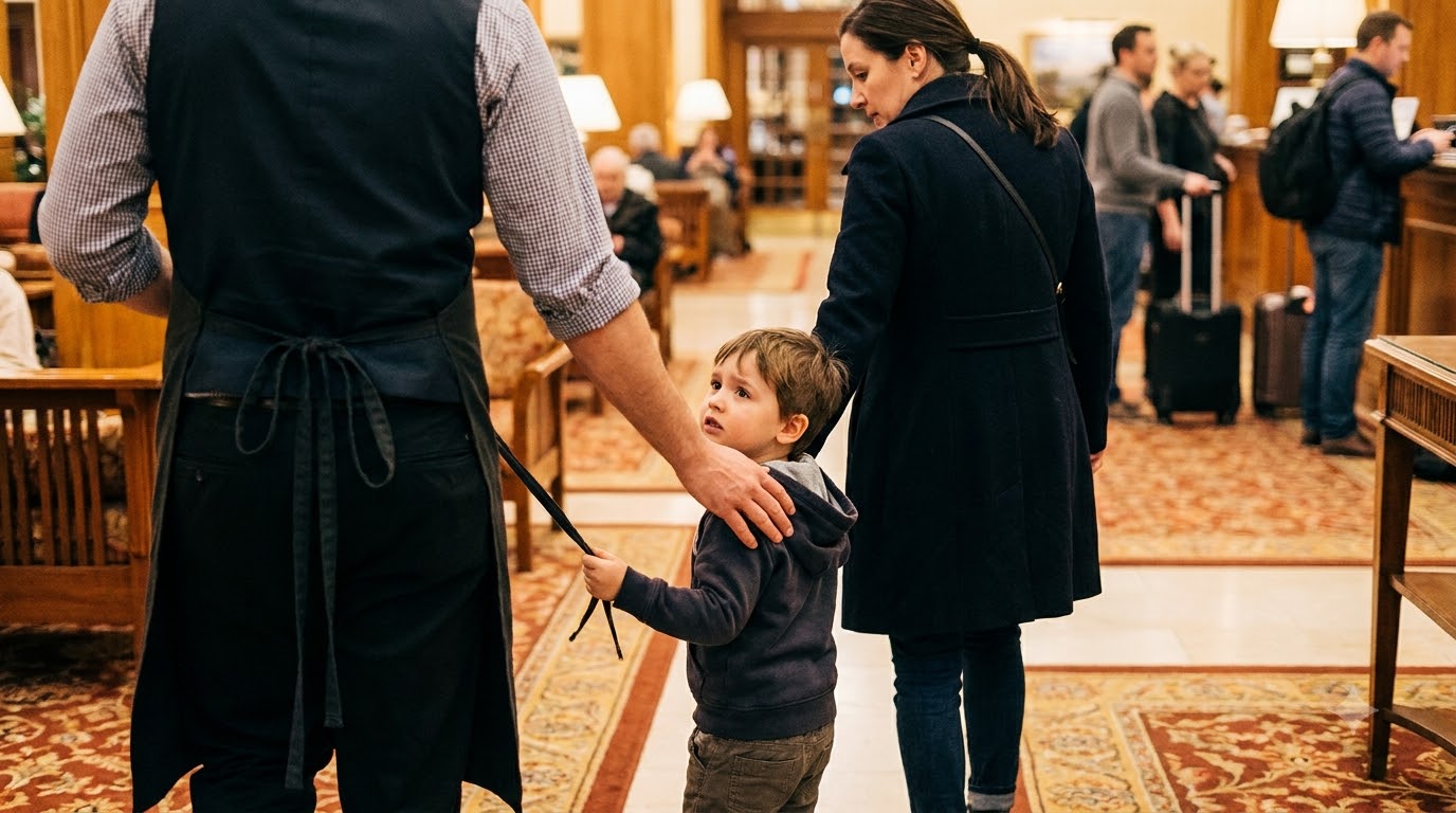 She Dragged a Little Girl Across Our Hotel Lobby—Then the Child Grabbed My Apron and Whispered Six Words