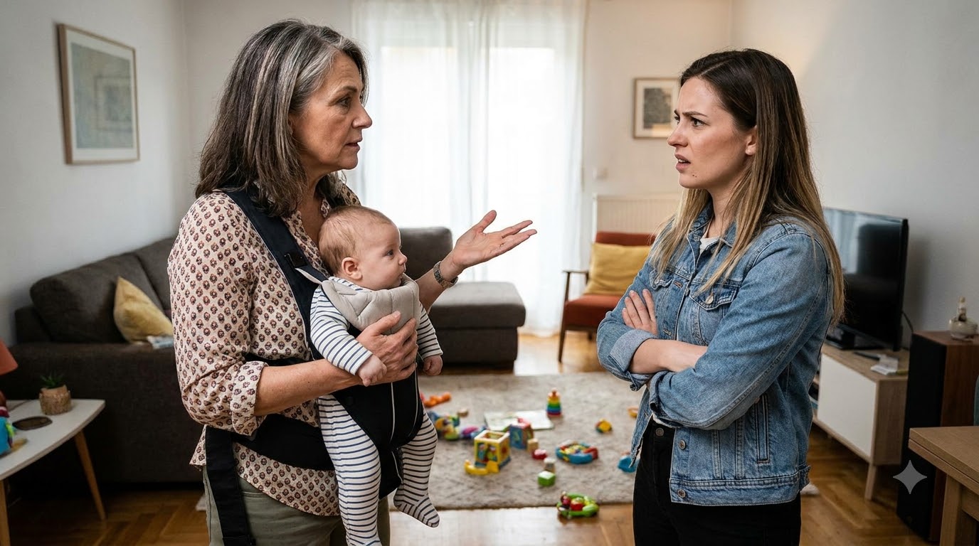 My mother-in-law threw my seven-month-old son onto the carpet because he wouldn’t stop crying. Before I even realized what I was doing, my hand hit her face.