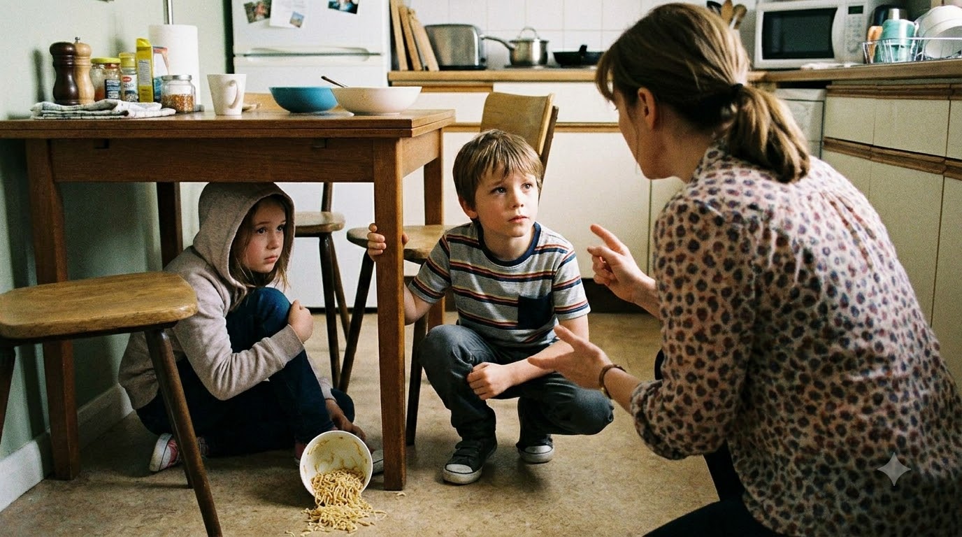 MY FOUR-YEAR-OLD DAUGHTER WAS CRYING UNDER A BOWL OF NOODLES—THEN MY NINE-YEAR-OLD SON RAN TO PROTECT HER, AND HIS STEPMOTHER TURNED ON HIM TOO.