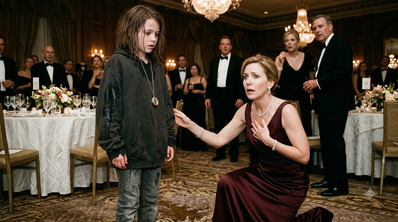 I was a starving little girl when a wealthy woman threw water at me during a Manhattan gala. Then my necklace fell out—and she dropped to her knees.