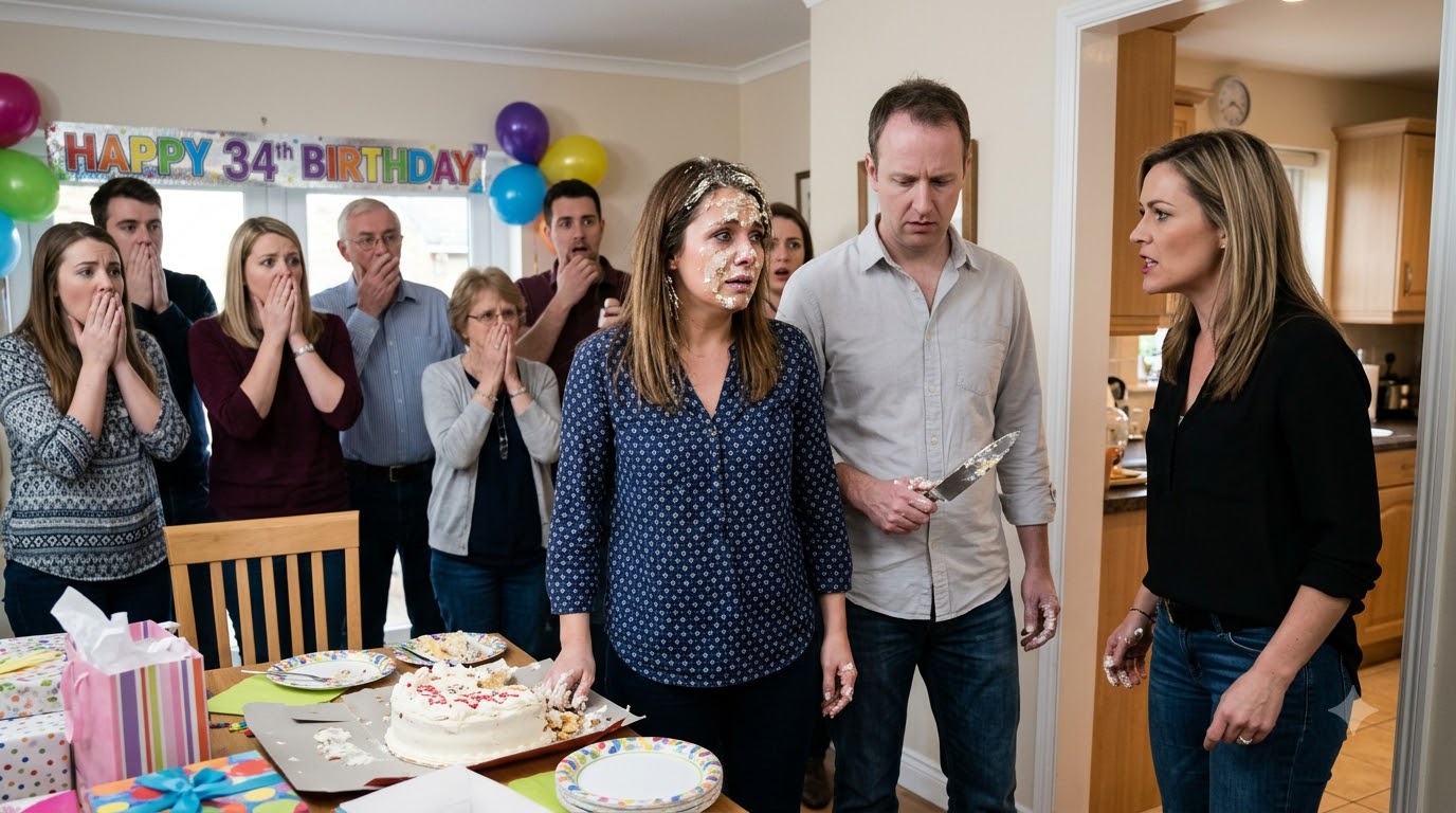 My husband was cutting my birthday cake while everyone sang—then his mistress walked into our house, smashed that same cake into my face, and announced she was pregnant with his baby.